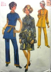 9085 1970 COLLAR DRESS, TUNIC, PANTS CUFFS OR NOT PATTERN 14